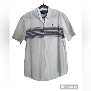 U.S. POLO Academic Preppy Summer Beach Nautical MENS BUTTON DOWN Size L